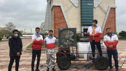 ساخت دستگاه ضدعفونی به همت اعضای کانون دانشجویی هلال‌احمر